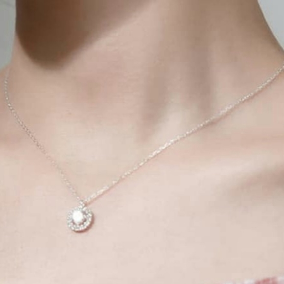 Sterling Silver CZ Round Pendant Necklace - Picture 9 of 9